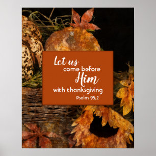 Religieuze Thanksgiving Poster met psalm 95:2