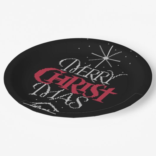 Religieuze Ugly Merry KerstSweater-nativiteit Papieren Bordje (Gekanteld)