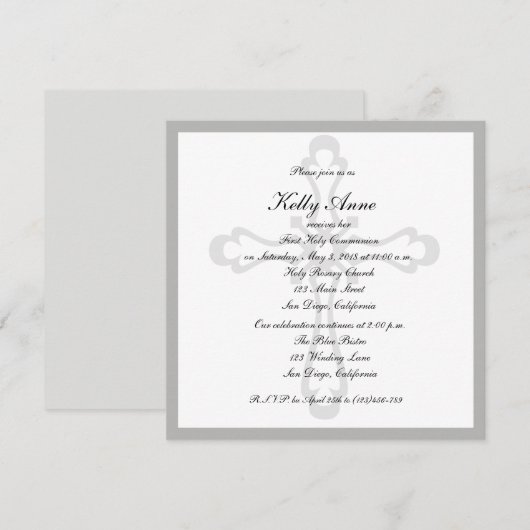 Religieuze uitnodiging Kruiswatermerk Elegant (Voorkant / Achterkant)