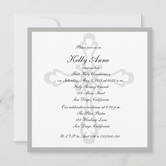 Religieuze uitnodiging Kruiswatermerk Elegant (Voorkant)