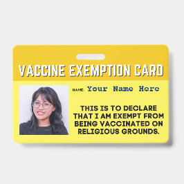 Religieuze Vaccinatie Uitgezonderdheid Kaart ID Ba Badge