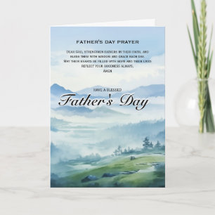 Religieuze Vaderdag Blauwe Aquarel Natuur Kaart