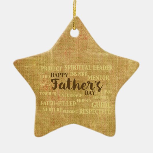Religieuze vaderdag, kwaliteiten van de vader keramisch ornament (Voorkant)