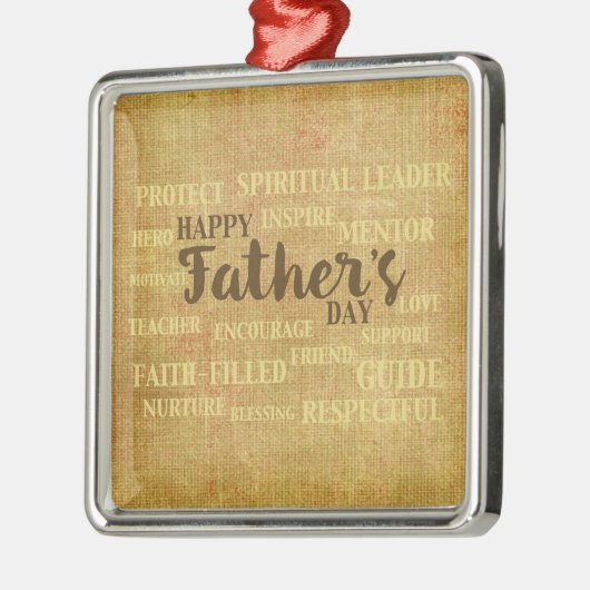 Religieuze vaderdag, kwaliteiten van de vader metalen ornament (Links)