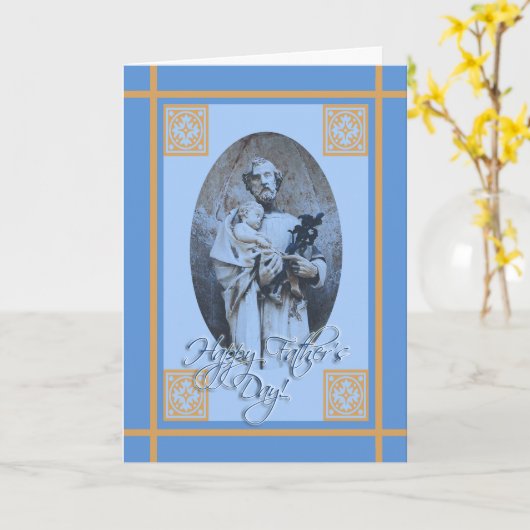 Religieuze Vaderdag, St. Jozef en Jezus Kaart (Gele Bloem)
