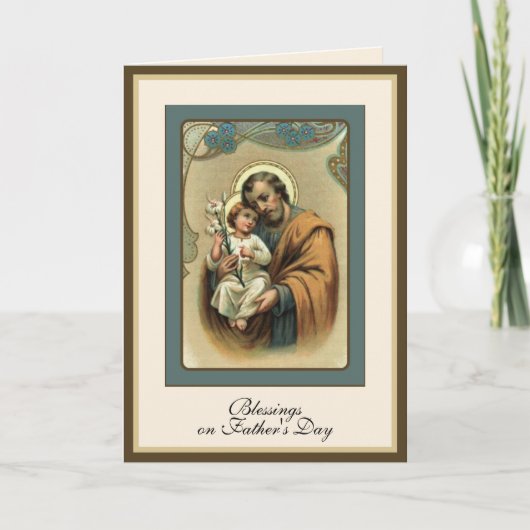 Religieuze Vaderdag Vintage St. Joseph Gebed Kaart (Voorkant)