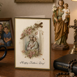 Religieuze Vaderdag Vintage St. Jozef Gebed Kaart