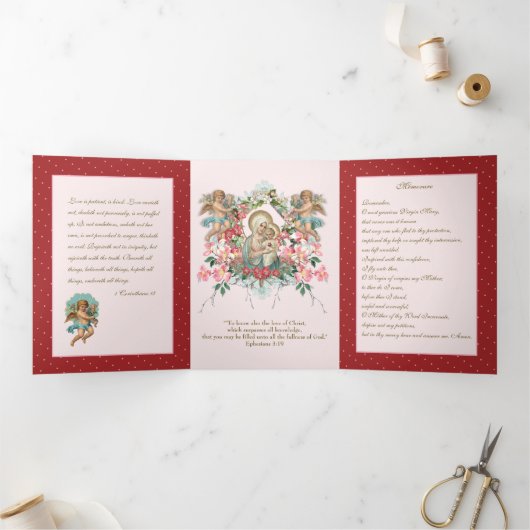 Religieuze Valentijn Mary Angels Prayer Drieluik Kaart (Binnen)