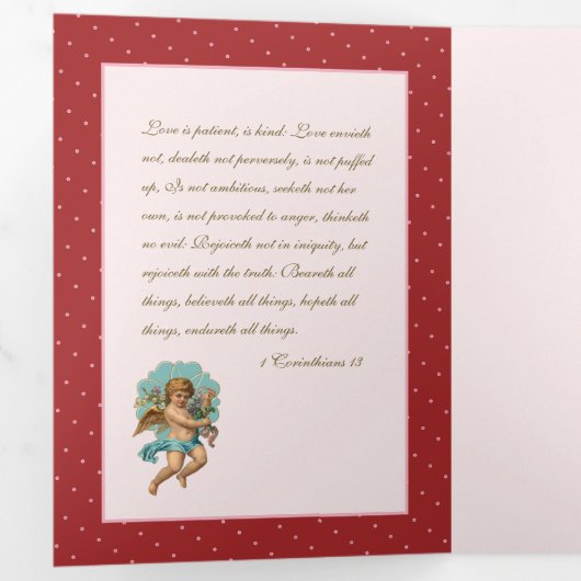 Religieuze Valentijn Mary Angels Prayer Drieluik Kaart (Binnenzijde eerst)