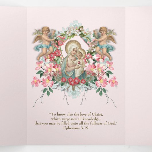 Religieuze Valentijn Mary Angels Prayer Drieluik Kaart (Binnenkant midden)