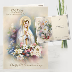 Religieuze Valentijnsdag Maagd Maria Floral Kaart