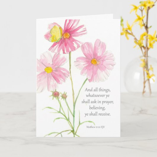 Religieuze Verjaardag Bijbel Schrift Matthew Flowe Kaart (Gele Bloem)