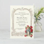 Religieuze Verjaardag Elegante Rode Rozen Engelen Kaart (Staand voorkant)