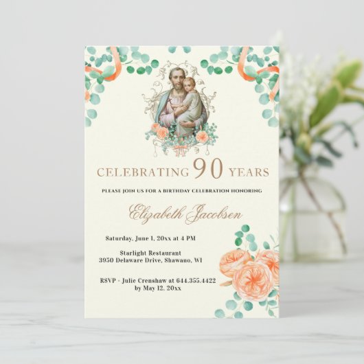 Religieuze verjaardag Eucalyptus St. Joseph Kaart (Staand voorkant)