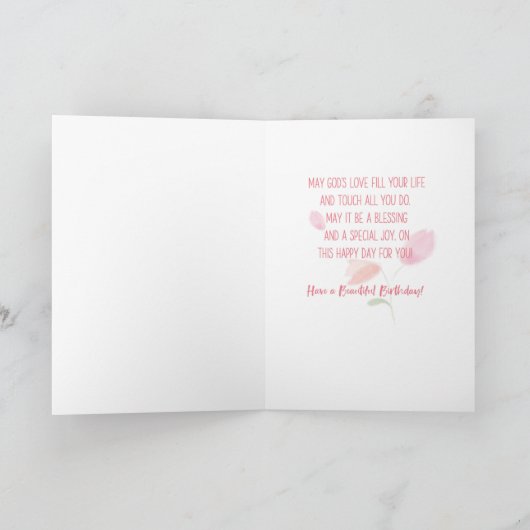 Religieuze verjaardag kleindochter die roze is kaart (Binnen)