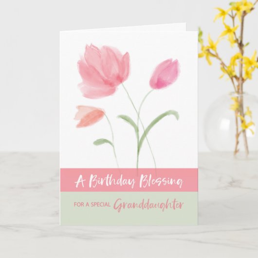 Religieuze verjaardag kleindochter die roze is kaart (Gele Bloem)