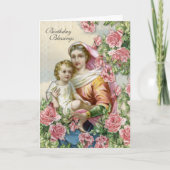 Religieuze Verjaardag Maagd Maria Jezus Roze Rozen Kaart (Voorkant)