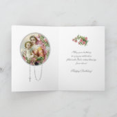 Religieuze Verjaardag Maagd Maria Jezus Roze Rozen Kaart (Binnen)