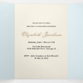 Religieuze verjaardag Maagd Mary Blue Floral Drieluik Uitnodiging (Binnenkant midden)