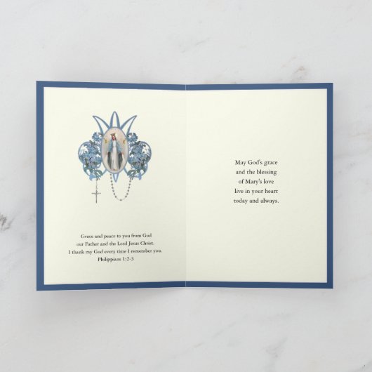 Religieuze verjaardag Maagd Mary Floral Kaart (Binnen)