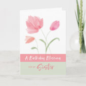 Religieuze verjaardag Mijn zuster die roze bloemen Kaart (Voorkant)