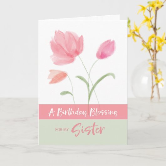 Religieuze verjaardag Mijn zuster die roze bloemen Kaart (Gele Bloem)