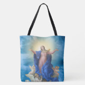 Religieuze veronderstelling van een versleten maag tote bag (Achterkant)