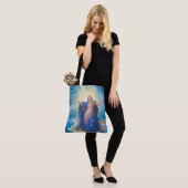Religieuze veronderstelling van een versleten maag tote bag (Op model)