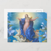 Religieuze veronderstelling van Mary Angels Blue F Briefkaart (Voorkant / Achterkant)