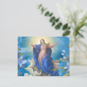 Religieuze veronderstelling van Mary Angels Blue F Briefkaart (Staand voorkant)