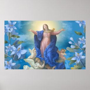 Religieuze veronderstelling van Mary Angels Blue F Poster