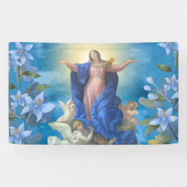 Religieuze veronderstelling van Mary Angels Blue F Spandoek