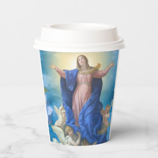 Religieuze veronderstelling van Mary Angels kathol Papieren Bekers (Achterkant)