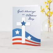 Religieuze veteranen Dag Stars en Stripes w/ CrosS Kaart (Gele Bloem)
