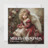 Religieuze Victoriaanse Engel Klassieke Kerstkaart (Voorkant)