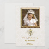 Religieuze videokaart voor ivoor Damask Bedankkaart (Voorkant / Achterkant)