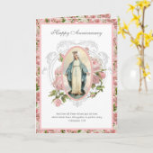Religieuze Vintage Jubileum Maria Rozen Kaart (Gele Bloem)