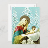 Religieuze vintage kerst nostalgisch feestdagenkaart (Voorkant / Achterkant)