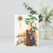 Religieuze vintage kerst nostalgisch feestdagenkaart (Staand voorkant)