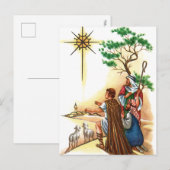 Religieuze vintage kerst nostalgisch feestdagenkaart (Voorkant / Achterkant)