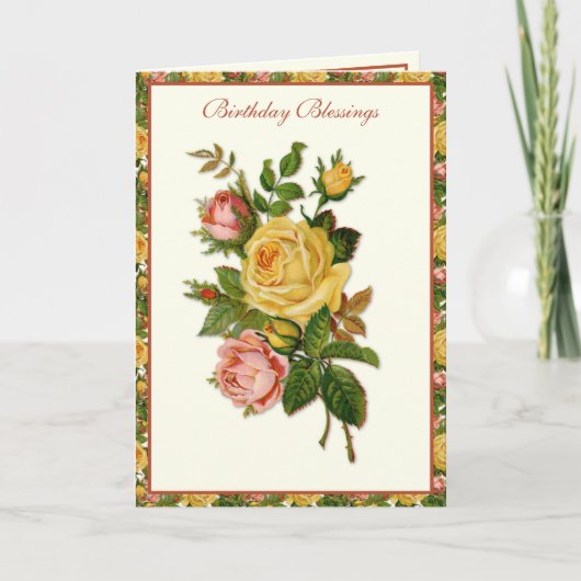 Religieuze Vintage Rozen Marian Kruis Kaart (Voorkant)