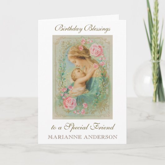 Religieuze Vriend Verjaardag Maagd Maria Jezus Kaart (Voorkant)