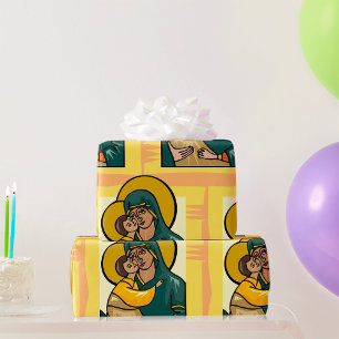 Religieuze vrouw en kind cadeaupapier