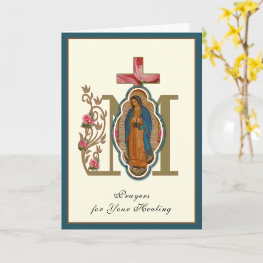 Religieuze Vrouwe van Guadalupe voor Healing Kaart (Gele Bloem)