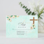 Religieuze waterverf bloem RSVP kaartje (Staand voorkant)