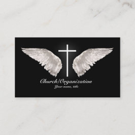 Religieuze White Cross Angel Wings Visitekaartje