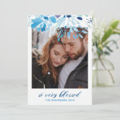 Religieuze, zeer gevlekte moderne kerstfoto feestdagenkaart (Staand voorkant)