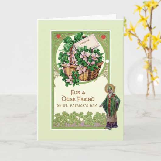 Religieuze zegen St. Patrick's Day Shamrocks Kaart (Gele Bloem)
