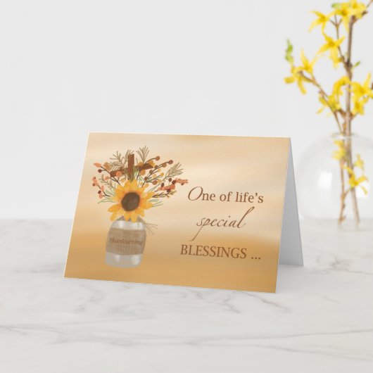 Religieuze zegeningen op Thanksgiving Zonnebloem Kaart (Gele Bloem)