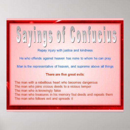Religion, Confucianism, Sayings of Confucius Poster (Voorkant)